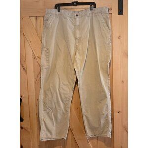 Carhartt Pants Mens 46x32 Tan Canvas Loose Original Fit Carpenter B151 *No Loop*